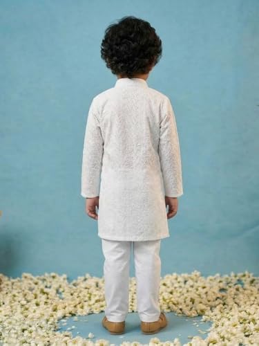 Image of AJ DEZINES Kids Kurta Pajama Set For Boys | Embroidery Chikankari Kurta Set | Cotton Stylish Boys Kurta Pyjama |Party & Ethnic Wear | Perfect For Festivals Wedding & Family Function
