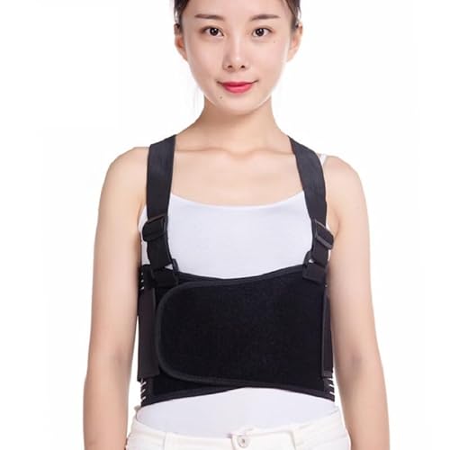 Rib and Chest Support Brace, Broken Rib Brace, Breathable Rib Belt for Sore or Bruised Ribs Support, Sternum Injuries, Dislocated Ribs Protection, Pulled Muscle Pain (Black，L)