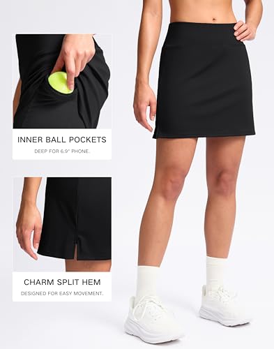 SANTINY 16" Skorts for Women with 2 Pockets High Waisted A Line Pickleball Golf Skort Casual Athletic Tennis Skirt3