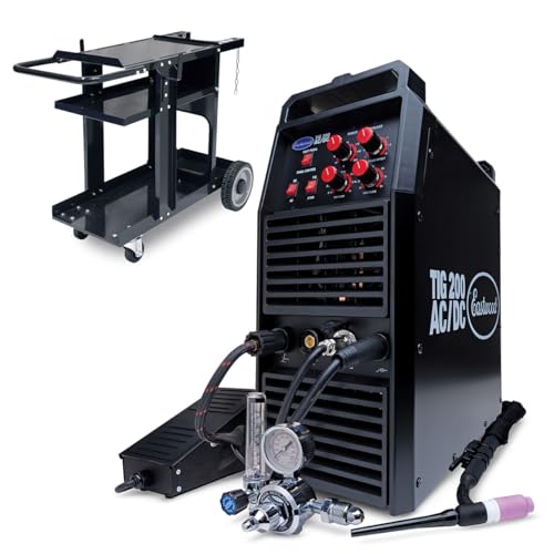 Eastwood 200 Amp AC/DC TIG Welder for Welding Steel Aluminum and Cart