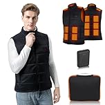 BIAL Men's Heated Vest, Men Heated Gilet with 15 Heating Zones, Winter heated body warmer jacket with 12000mAh Battery Pack for Outdoor Sking Hunting Hiking Camping