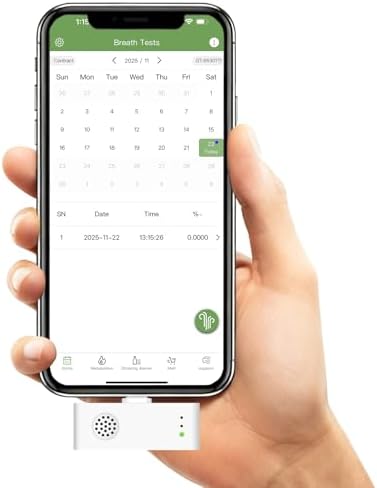 Reflex Portable mini High-Accuracy USB Breathalyzer | Single Sensor | Compatible with iOS and Android Devices | Personal Use & Home (Older iPhone Connector with USB C Adapter) image 5