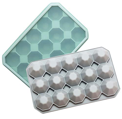 EACHPT 2 piezas bandejas de cubitos de hielo 26 moldes de hielo silicona reutilizables molde de cubitos de hielo con tapa y clip sin BPA para alimentos para bebs cola ccteles whiskey bebida