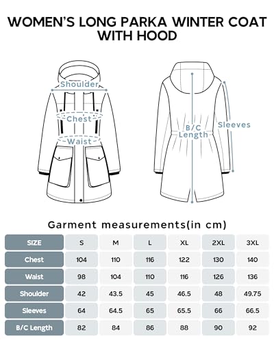 Outdoor Ventures Damen Regenjacke Lange Wintermantel mit Kapuze Frauen Wasserdicht Windbreaker Verdickene Warm Outdoorjacke Funktionsjacke für Wandern Laufen Sporten Schwarz XL