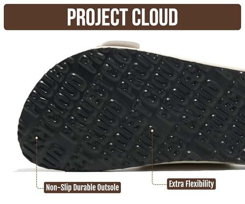 Image of Project Cloud 100% Genuine Leather Footbed Sandals for Women 2026 Comfortable Beach Essentials Womens Sandals Memory Foam Vacation Essentials Slides for Women Footwear (Santorini)