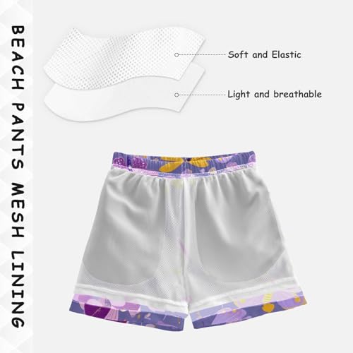 Boys Swim Trunks Purple Butterflies Butterfly Toddler Swim Shorts Beach Board Shorts Swimsuit4