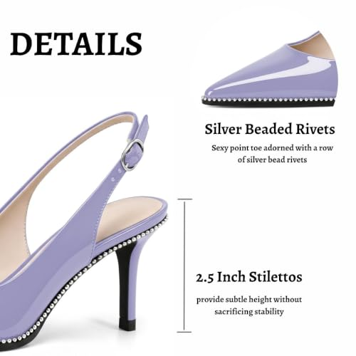 Image of YODEKS Slingback Heels for Women Pointy Toe Beaded Heels Close Toe Kitten Heel Pumps 2.5 Inch Stiletto Pumps Wedding Party Dressy Shoes
