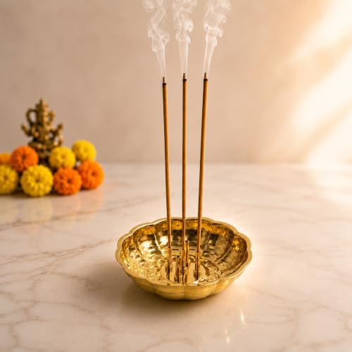 Spillbox Brass Incense Stick Holder Stand|Burner with Ash Catcher...