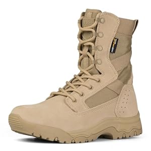 FREE SOLDIER Men’s Tactical Boots 8 Inches Lightweight Combat Boots Durable Suede Leather Military Work Boot Desert Boot