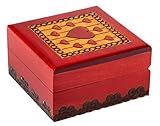 Artisan Owl Polish Handmade Teresa Designed Thread Hearts Wooden Box with Red Interior, Perfect for Keepsakes and Special Items