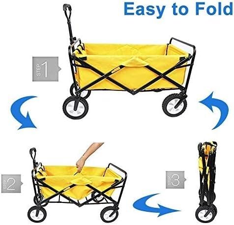VejiA Bollerwagen, zusammenklappbar, Stabiler Stahlrahmen, Garten, Einkaufen, Campingwagen, Strandwagen, Familien-Reisewagen für draußen, mit 4 Stran – Bild 6