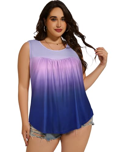 Image of Women Plus Size Tank Top Casual Summer Tops Loose Fit Sleeveless T Shirts Trendy Crewneck Tunic Tees 2026