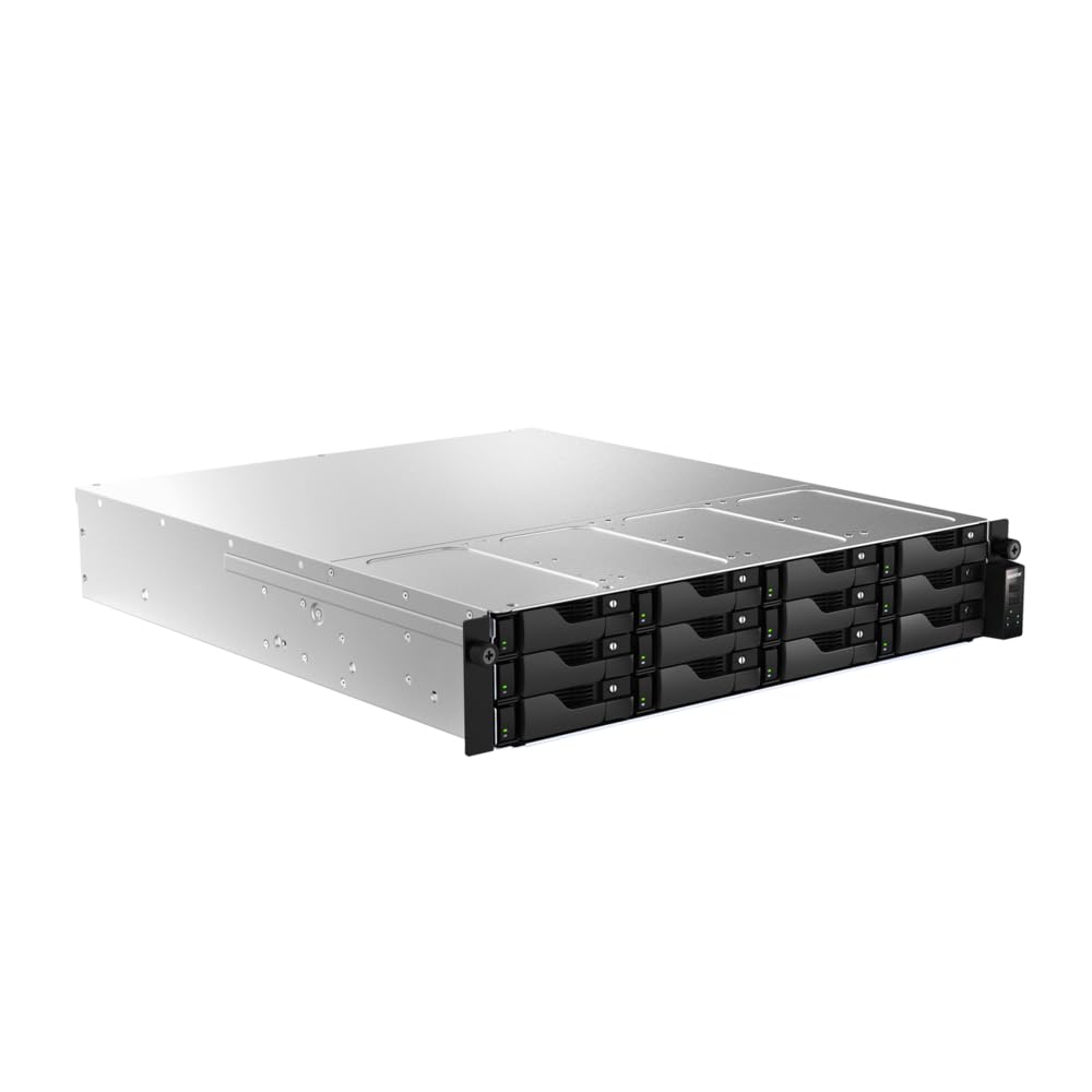 Asustor Lockerstor 12 Pro Gen2 AS7212RDX 12 Bay NAS, AMD Ryzen 7 Pro 7745 8 Core CPU 3,8 GHz, Dual 1GbE, 16 Go ECC DDR5 RAM, serveur 2U montable