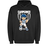 Ropa4 Sudadera Oversize con Capucha Real Sociedad Campeona de la Copa del Rey 25-26 con Personaje Futbolista (12- Sudadera Talla M)(Negra Manga Larga)
