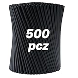 MC- 500 Cannucce riutilizzabili Dritte Nere -21 cm x 7 mm - Cannuccia per Bevande Calde e Fredde - Cannuccie Bar,Catering e Cocktail