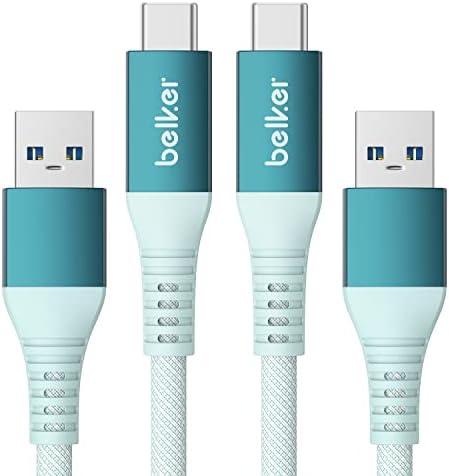 Belker USB C Cable Short 50cm/0.5M 2Pack [10Gbps Data] USB3.1 Gen2 Type C Android Auto Cable QC3.0 3A USB A to C Fast Charger for Samsung Note20 Galaxy S22/S21/S20 Z Flip4 Pixel 7 OnePlus 9 Black