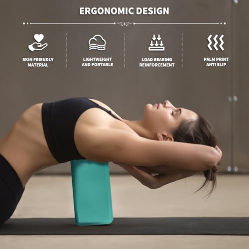 Image of Yoga Blocks 2 Pack, 9x6x3in Pilates Block, Non-Slip Foam Brick for Exercise