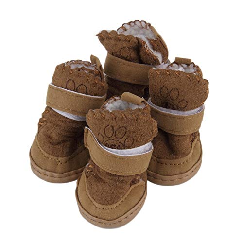 YWSZY Zapatos Perro 2 De Los Colores De Moda For Mascotas Perro Mascota Raquetas De Nieve Botas De Algodón del Perro De Perrito De Lino-DD Zapatos Botas For La Nieve (Color : Brown, Size : S)