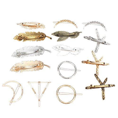 Jaciya 15 Pcs Gold Hair Clips For Women Hair Barrettes For Girl Minimalist Dainty Hollow Geometric Alloy Hairpin Clamps Pearl Hair Clips Starfish Hair Accessories Silver Moon Hair Clips #TOP2