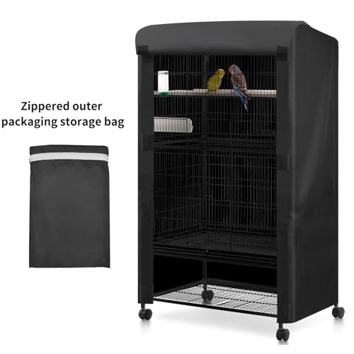 Image of Birdcage Cover Breathable Sunshade Cage Cover for Parrot Large Bird Cage Covers for Night (Black 23 * 13 * 21Inch)