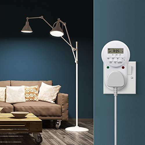 HBN Digital Programmable Plug-in Timer Socket, 24 Hours/7 Day Weekly Electronic Light Timer Plug with 9 On-Off Programs and Anti-Theft Random Function (13A/3120W, 2 Pack)