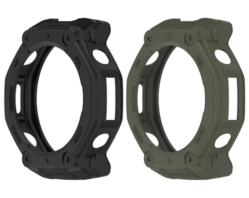 SHEAWA for Amazfit T-Rex 3 Pro 48mm �P�[�X �J�o�[ 2�Z�b�g �ی�P�[�X TPU�S�� �ϏՌ� ���h�~ �ی�J�o�[ �A�N�Z�T���[ (�u���b�N+�A�[�~�[�O���[��)