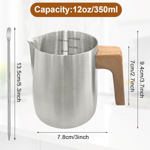 Image of Supvox 350ml /12Oz Milk Frothing Pitcher with Latte Art Pen, Steel Jug Coffee Frother Mug for Cappuccino, Stainless Steel Milk Frothing Pitcher and Decorating Pen, Coffee Accessories for Barista