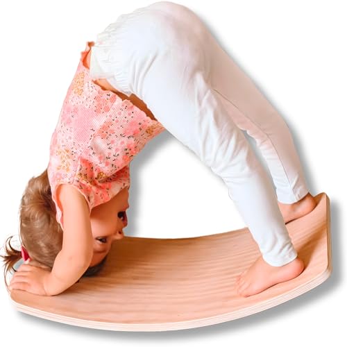 Toddler Balance Board - Wooden Wobble Board Toddler, Kids Wobble Board, Baby Balance Board (Small (17'))