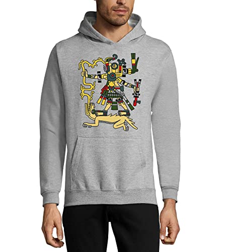 Sweat à capuche unisexe gris style pull aztèque vintage motif graphique
