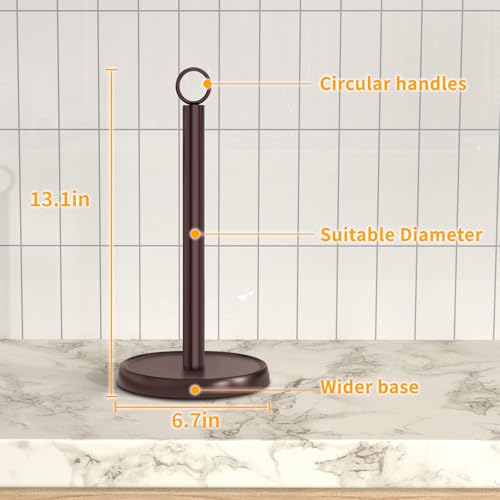 Oil Rubbed Bronze Paper Towel Holder Countertop, Oil Rubbed Bronze Kitchen Accessories Decor, Stainless Steel, Weighted Base, Paper Towel Stand for Bathroom Farmhouse Essentials