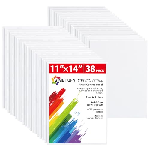 Simetufy 38 Pack Canvas Boards for Painting 11 x 14 inch Blank Canvas Panels- Gesso Primed Acid-Free 100% Cotton for Acrylics Oil Watercolor Tempera Paints