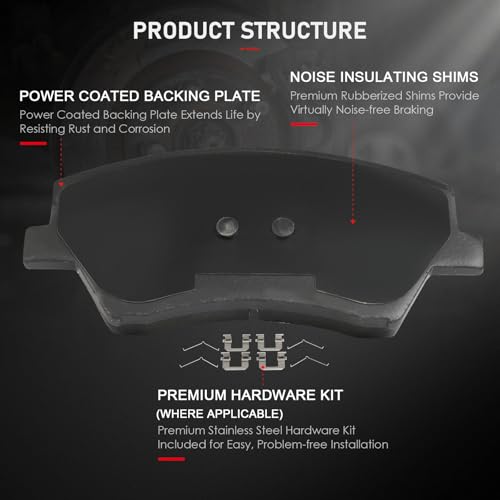 Image of cciyu D1912 Front Ceramic Disc Brake Pads Kit For Ford For Transit 15,For Ford For Transit-150 15-21,For Ford For Transit-250 15-20,For Ford For Transit-350 15-19,For Ford For Transit-350 HD 15-22