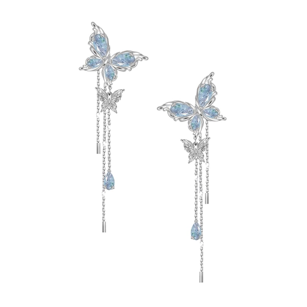 Delicate butterfly fringe chain earrings Stylish Womens earrings temperament of women accessories