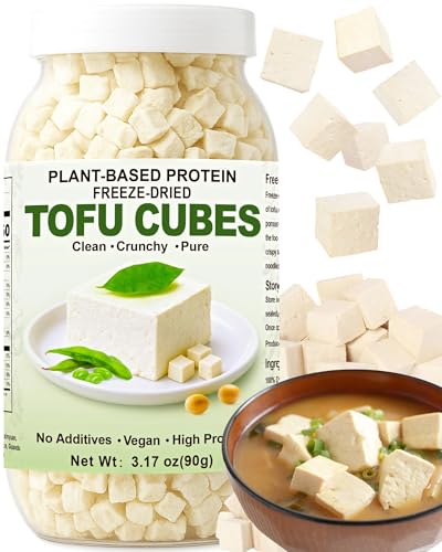 3.17oz (90g) Freeze Dried Tofu Cubes Crispy Vegan Snack Plant-Based Bites