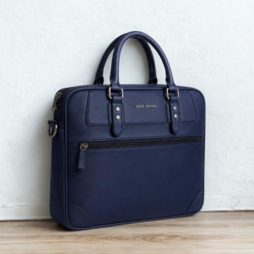 Image of Gauge Machine Messenger Bag for Men & Women - Vegan Leather Office Laptop Bag | Fits up to 16 Inch Laptop | Water-Resistant, 30L Capacity, Padded Compartment