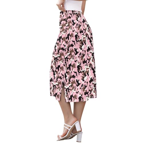Womens Trendy High Waisted Midi Skirts for Women Below Knee Spring Midi Skirt with Slit2
