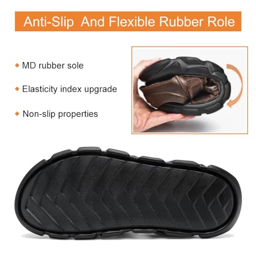 Moodeng Men's Leather Sandals Outdoor Sport Sandals Athletic Closed Toe Sandals Hand Sewing Comfortable Walking4