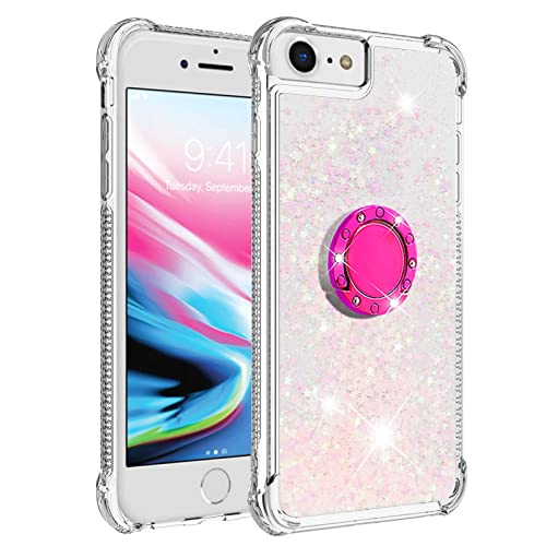 Transparent Liquid Case for Galaxy A03S 166 Ring Holder, Silicone Phone Case Glitter Floating Liquid Cover Slim Bumper Case Sparkly Back Case Resistant Hard Compatible with Samsung Galaxy A03S 166