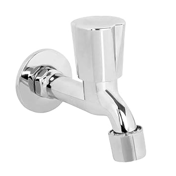 SAAVI Zink Brass Tubro Bib Cock Bathroom Tap with Flange Chrome Plated