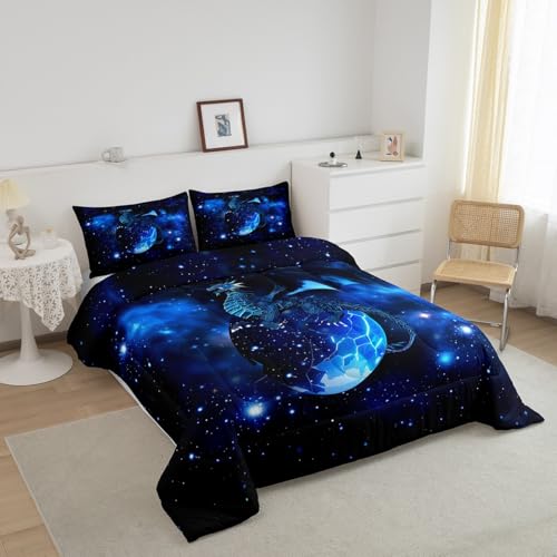 Image of Feelyou Galaxy Dragon Bedding Set Queen Size for Boys Children Teens