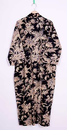 Pure 100% Cotton Robe For Womens Bathrobe Dressing Gown Long sleepwear Free Size Kimono2