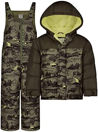 Carter's Boys' Heavyweight 2-Piece Skisuit Snowsuit Set, Olive/Mountains, 7 (C222-)
