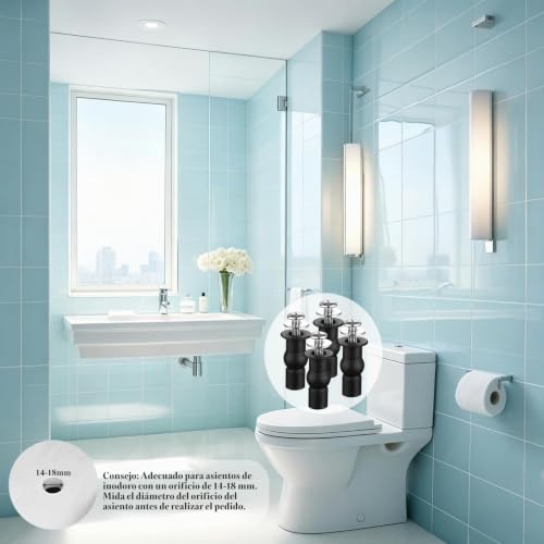 Miniatura 6 de Zfyq Tornillos Para Asiento De Inodoro, 4 Piezas Fijaciones Para Asiento De Retrete, Tornillos De Expansion Wc, Tornillo De Goma Para Montar Y Fijar Tapas De Inodoro, Negro