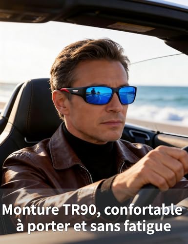 PUKCLAR Lunettes de soleil Homme Polarisées UV400 Monture TR90 Ultralégère – vue 3