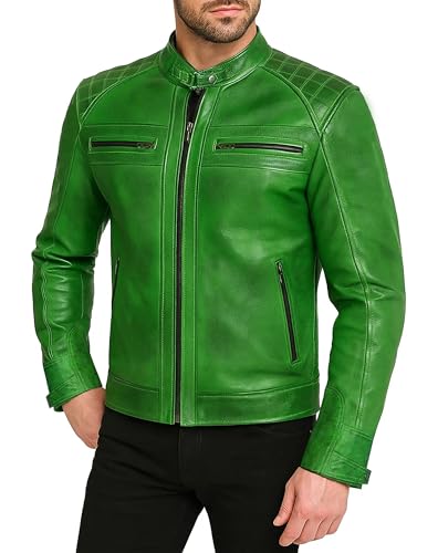 LP-FACON Men's Quilted Vintage Retro Style Motorcycle Biker