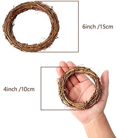 Sntieecr 8 Pieces 2 Sizes Natural Grapevine Wreaths Vine Branch Door Wreath Garland for DIY Craft Rattan Wreath, Wedding Party and Home Decors (10cm & 15cm)