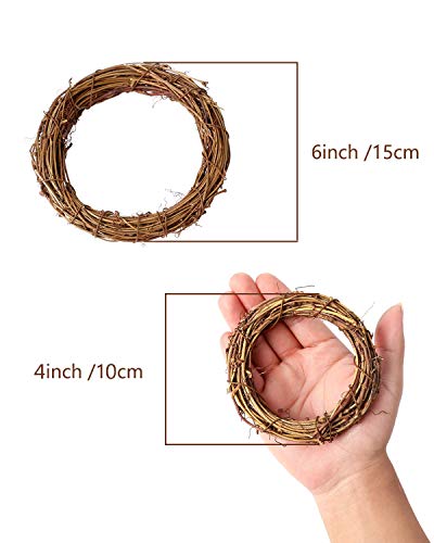 Sntieecr 8 Pcs 2 Sizes Natural Grapevine Wreath Rings, Rattan Vine Branch Door Wreath Hoop For Diy Craft Holiday Wedding Party Decors (4Inch & 6Inch) #TOP1