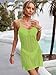 BreathSunny Womens Crochet Open Knit Spaghetti Strap Swimsuit Coverup Summer 2025 Backless Scoop Neck Side Slit Mesh Swimwear Coverups Beach Swim Bikini Bathing Suit Cover Up Mini Dress Apple Green S