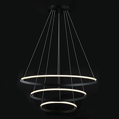 Lightinthebox Pendant Light 3 Ring Chandeliers For Living Room Dinning Room Modern Ceiling Light Circle Design 20+40+60Cm Color=Black; Light Source Color=White #TOP7
