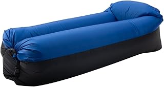 AirSofaSofáInflableInteriorOficinaDescansoTumbona Inflable, Comodidad ErgonómicaHamaca De Aire Con Reposacabezas, Vacaciones De Viaje, Cojinete 250 Kg/551,2 Libras(Color:Azul Oscuro,Tamaño:185 * 70 *
